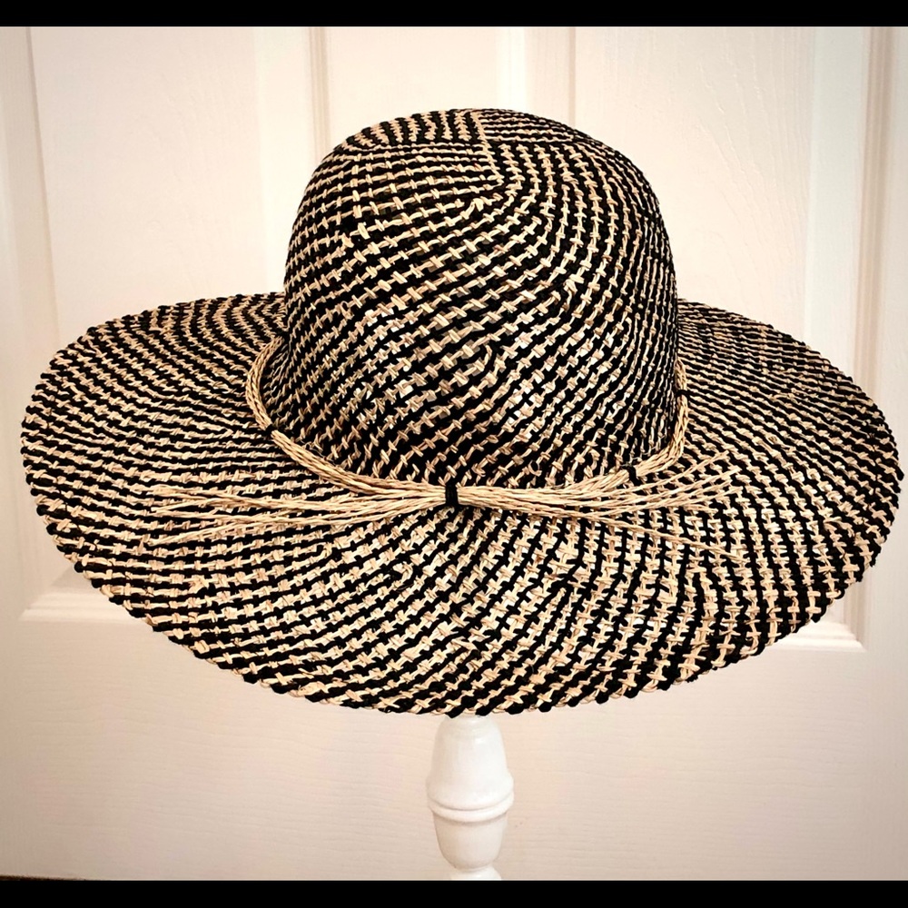 Tan/Black Striped Wicker Hat - Picture 4 of 8